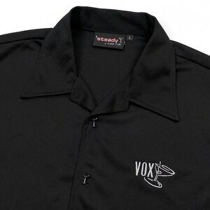 Steady Last Call VOX VODKA Rockabilly Shirt Men L Martini Metal Buttons Made USA